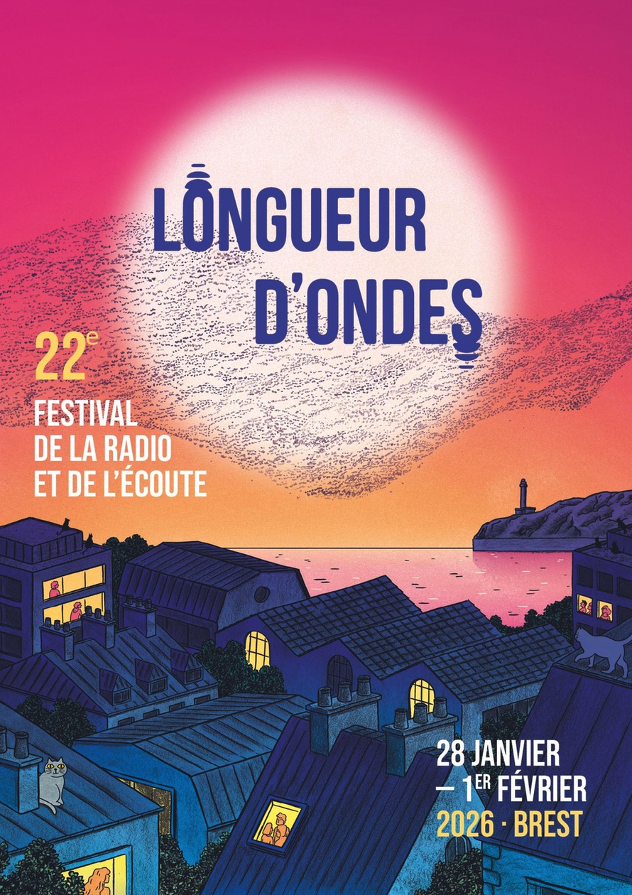 Affiche du 22ème festival de la radio et de l'écoute Longueur d'ondes de Brest.